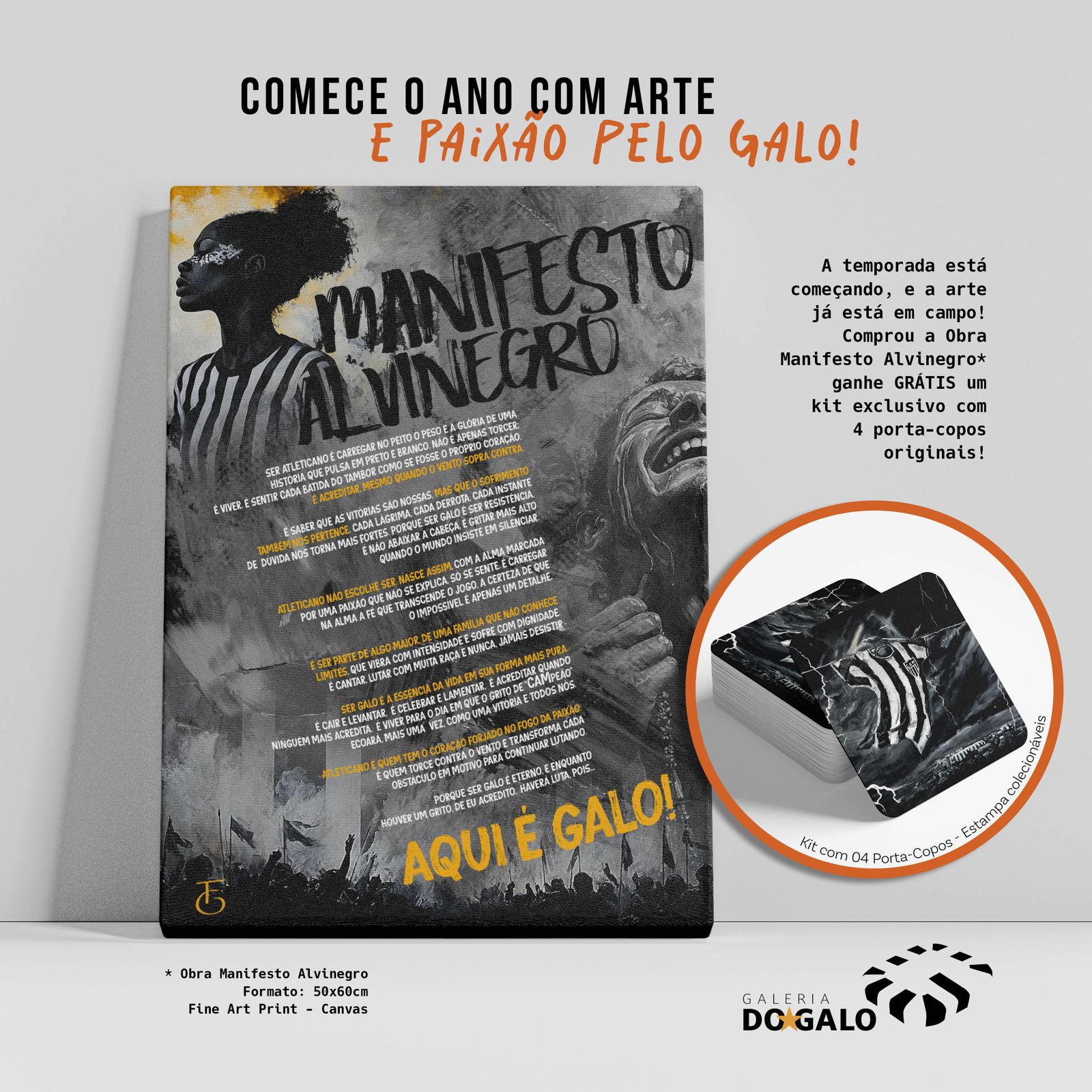 COMPRE Fine Art Print - Manifesto Alvinegro e GANHE 4 Porta Copos