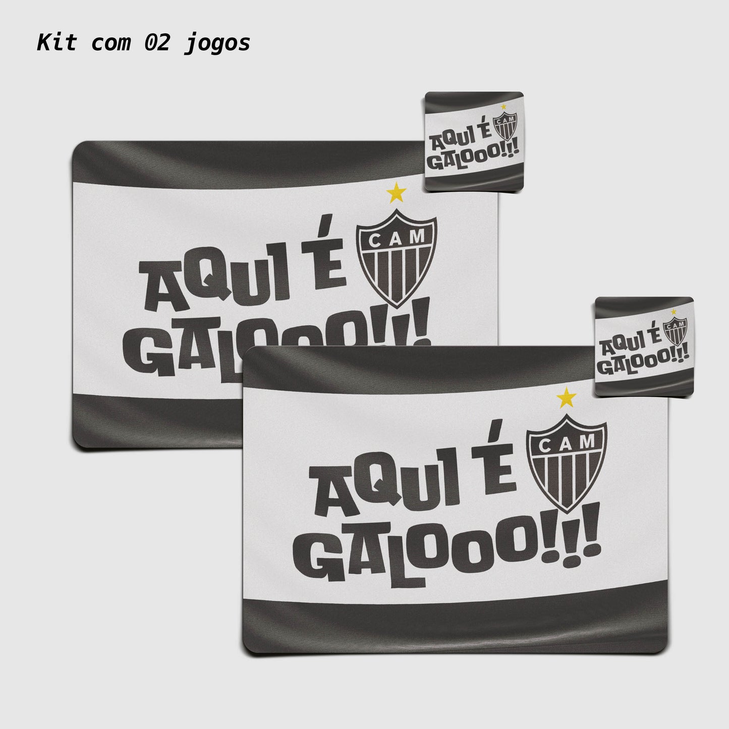 Kit Jogo Americano e Porta Copos | Aqui é Galo - Oficial Atlético Mineiro