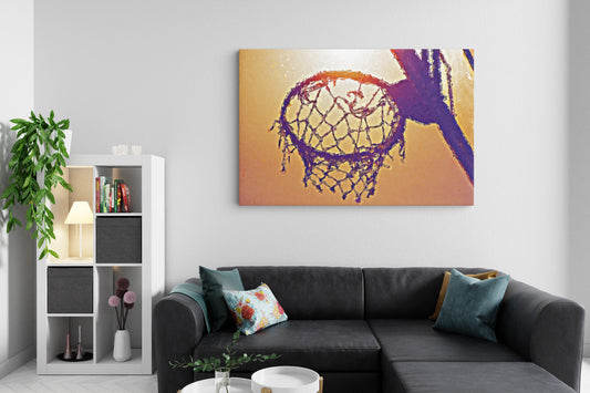 Pintura Cesta de Basquete | Arte Minimalista em Canvas